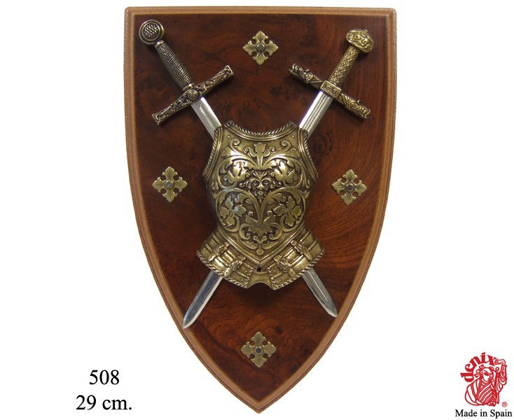 Панно міні-меч Ескалібур, міні-меч Карла Великого, кіраса на щиті . Панно міні-меч Ескалібур, міні-меч Карла Великого, кіраса на щиті .