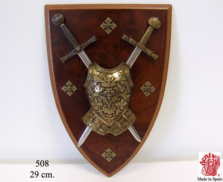 Панно міні-меч Ескалібур, міні-меч Карла Великого, кіраса на щиті . Панно міні-меч Ескалібур, міні-меч Карла Великого, кіраса на щиті .