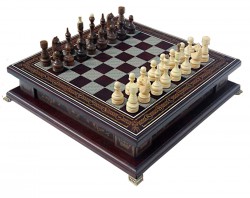 Игровой набор шахматы темный 3 в 1