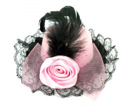 Шляпа гламур с розой и вуалью розовая Шляпа гламур с розой и вуалью розовая