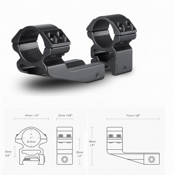 Кільця Hawke Reach Forward 1"/9-11mm/High (extension 2") Кільця Hawke Reach Forward 1"/9-11mm/High (extension 2")