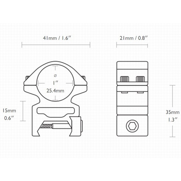 Кільця Hawke Reach Forward 1"/9-11mm/High (extension 2") Кільця Hawke Reach Forward 1"/9-11mm/High (extension 2")