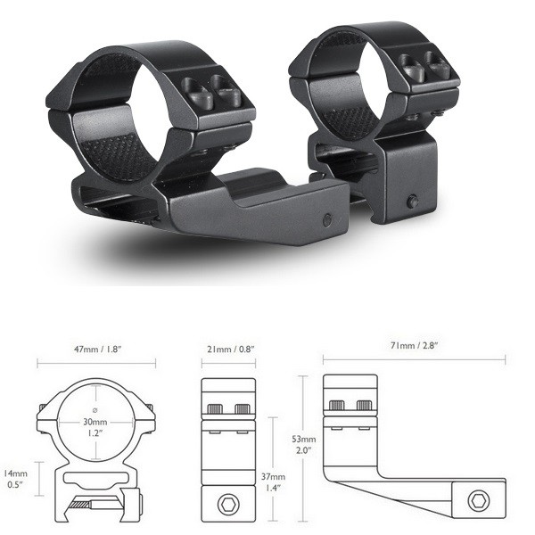 Кільця Hawke Reach Forward 30mm/Weaver/High extension 2 Кільця Hawke Reach Forward 30mm/Weaver/High extension 2