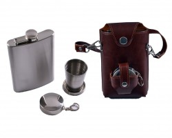 Набір у шкіряному чохлі фляга Набір у шкіряному чохлі фляга