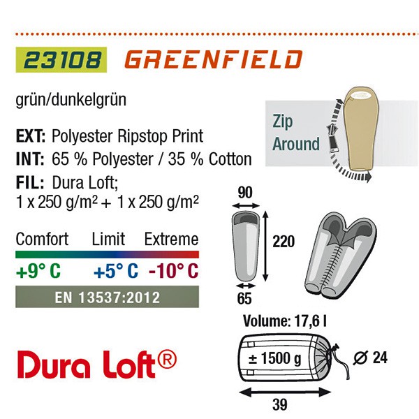 Спальний мішок High Peak Greenfield / +5°C (Right) Спальний мішок High Peak Greenfield / +5°C (Right)