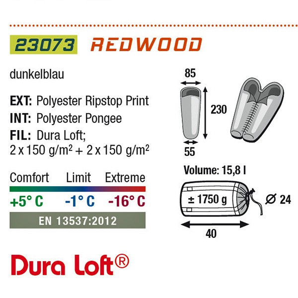 Спальний мішок High Peak Redwood / -1°C (Left) blue/brown Спальний мішок High Peak Redwood / -1°C (Left) blue/brown