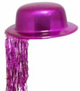 Шляпа Котелок Пластик с дождиком фиолетовая 
